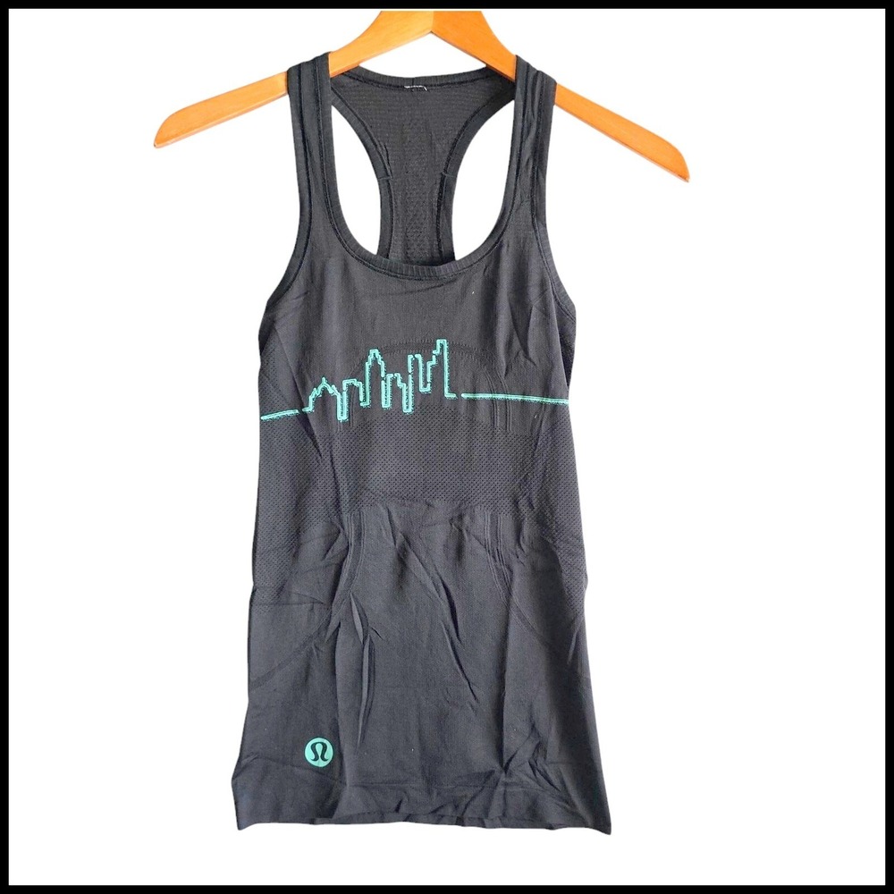 Lululemon Run Tank Top Racerback Athletic‎ Black MELBOURNE 2017 Size 6 Cityscape